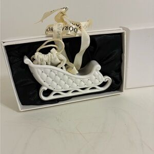 Pandora 2014 Ceramic Sleigh Ornament W/ Velveteen Gift Sack